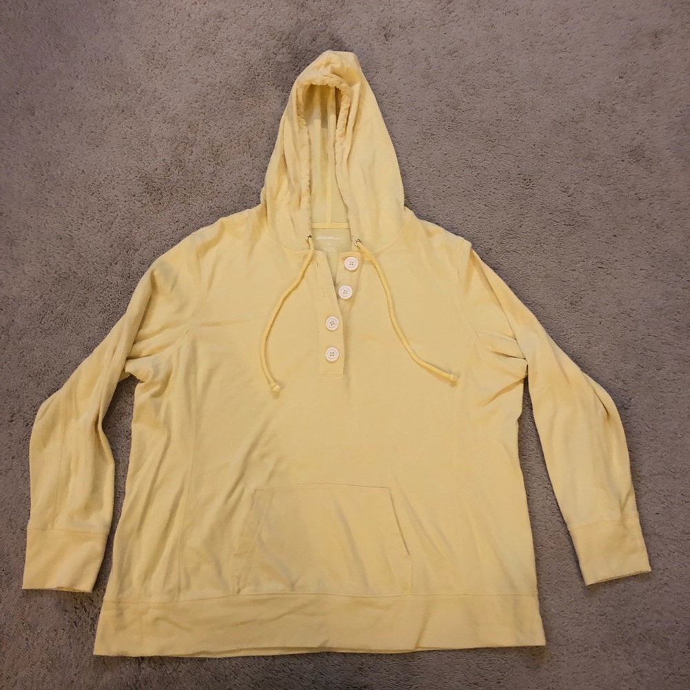 Eddie Bauer Pale Yellow Hooded Sweatshirt, XXL